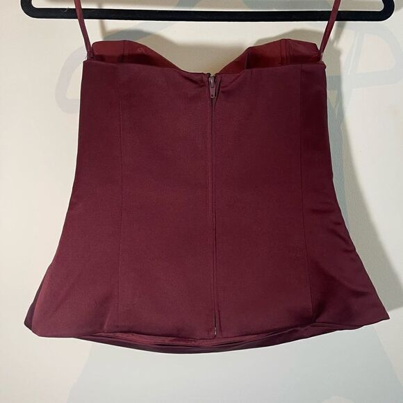 BCBGmaxazria Y2k Wine/Burgundy Sateen Corset Top - Small - Picture 4 of 8